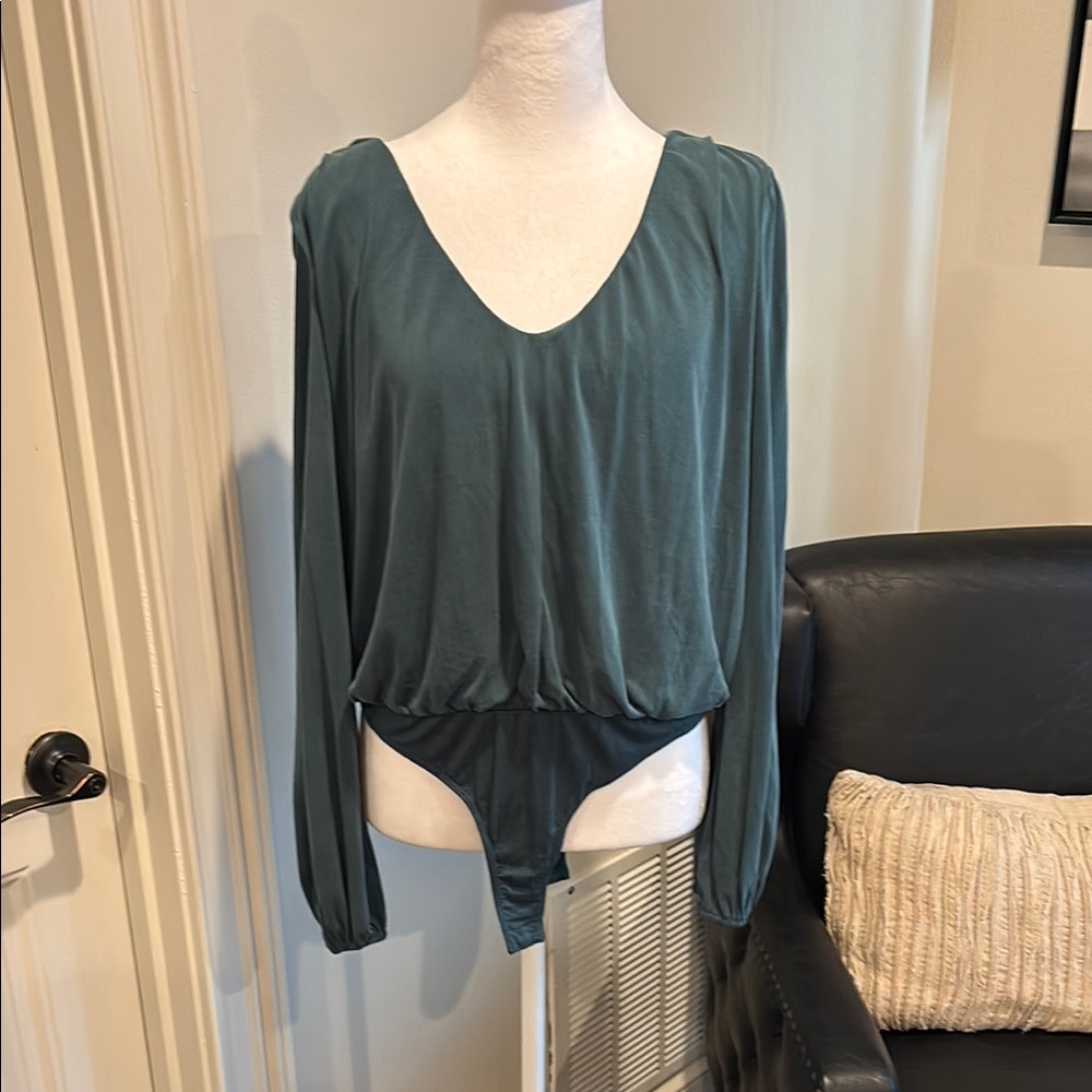 Elegant Teal Long Sleeve Women's Top